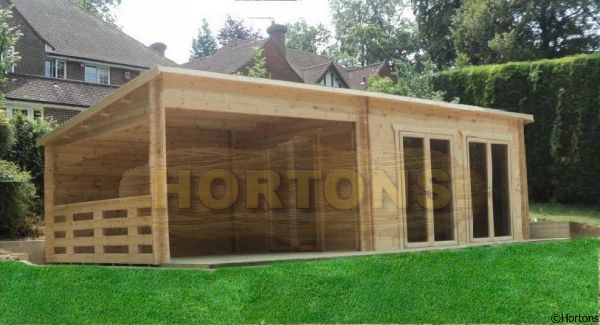Log Cabin Pent / flat roof log cabins